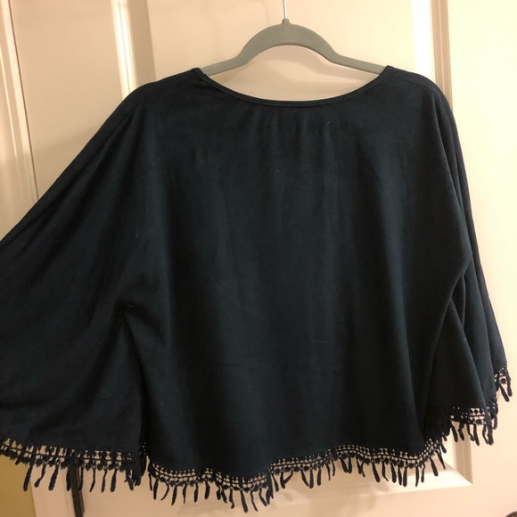 Embroidery boho poncho top shirt suede hippies - Picture 5 of 5